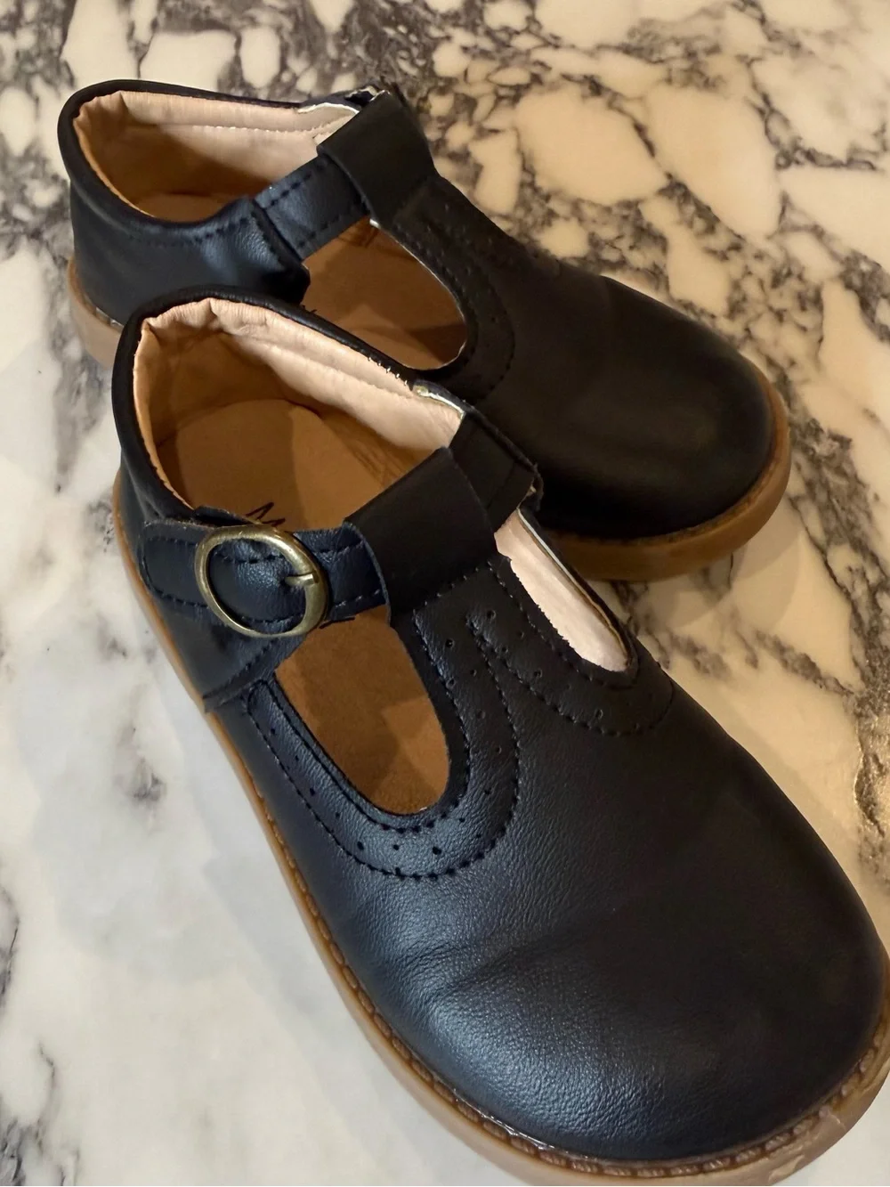 MG Baby Black Leather Mary Jane T-Strap Toddler Dress Shoes Size 30 US 12.5